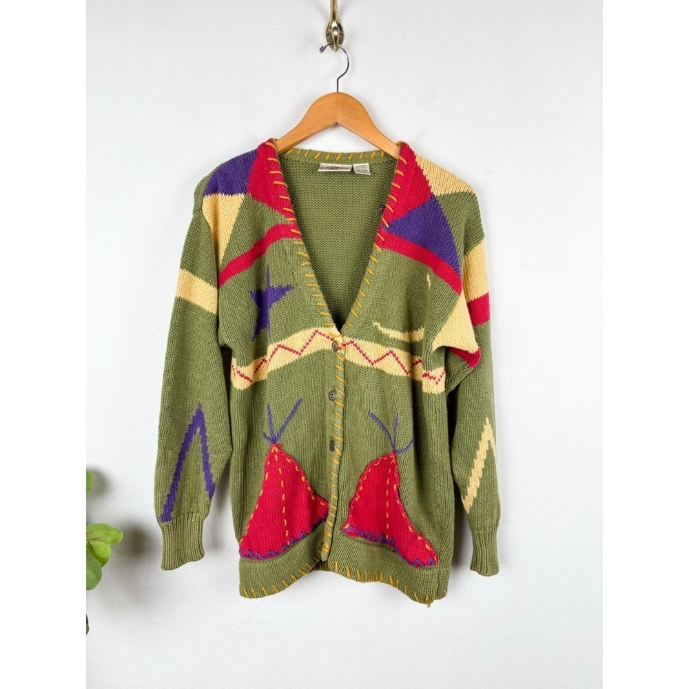 Vintage 90s Cutter Ltd Unique Tipi Pocket Oversized Cardigan Sz S